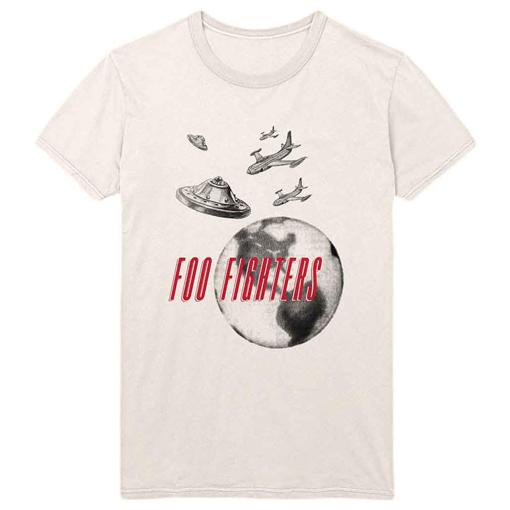 Rock Off Officially Licensed Products Men's Natural Foo Fighters Ufo Planes T Shirt M