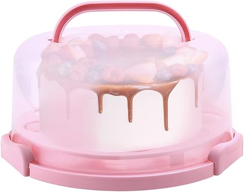 Miniatura 2 de KALINCO Porta pasteles con tapa y asa, 2 juegos de recipientes de almacenamiento de pasteles (10 + 8 pulgadas), base de dos caras para transporte de