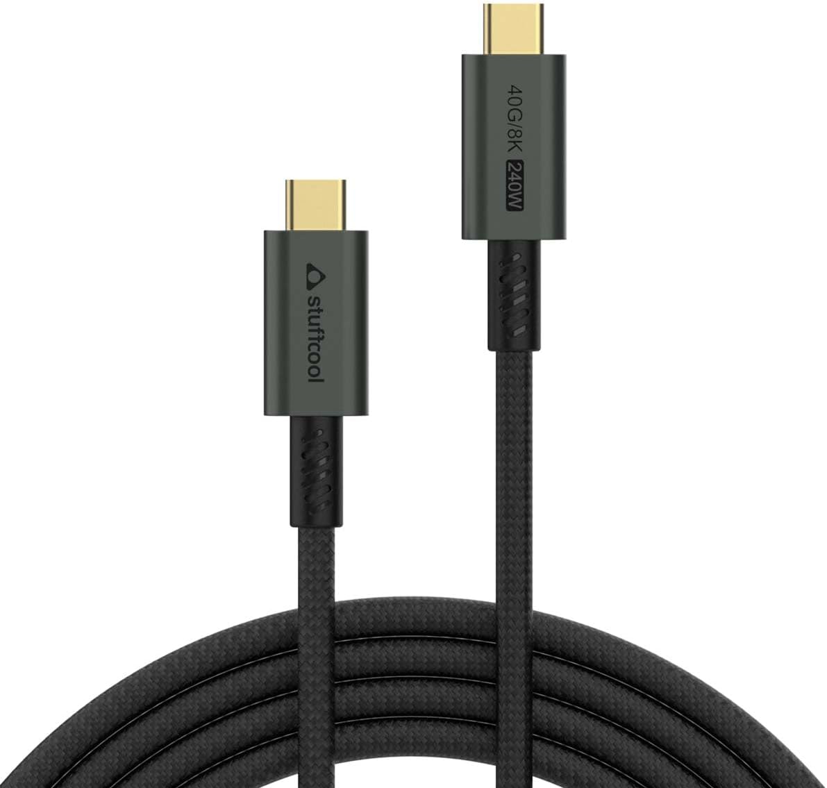 Stuffcool Primus USB 4 Type-C to Type-C Cable with 240W Power and 40Gbps Data with 8K Video Transmission, 1.8M, Black