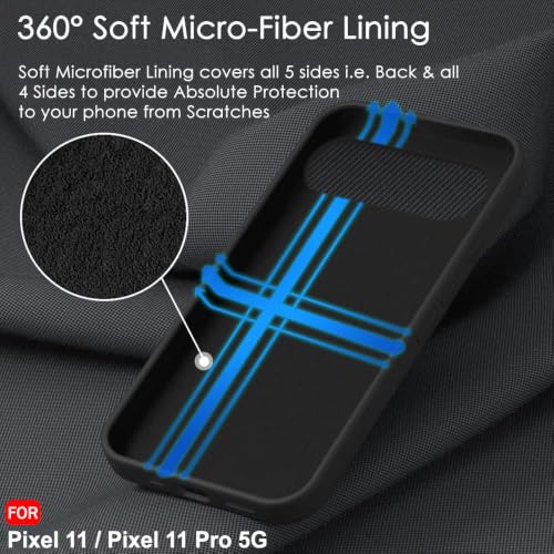 Image of TheGiftKart Genuine Liquid Silicone Back Cover Case for Google Pixel 11 | Soft Micro-Fibre Lining Inside | Camera Protection Bump | Shockproof Back Cover Case for Google Pixel 11 (Silicone, Black)