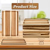 10er Set Frühstücksbrettchen Holz, Akazienholz Vesperbrett Rechteckig, Vielseitiges Servierbrett Käsebrett Snackbrett für Brotzeit, Tapas, Steak (30x20x1,5 cm) – Ansicht 2