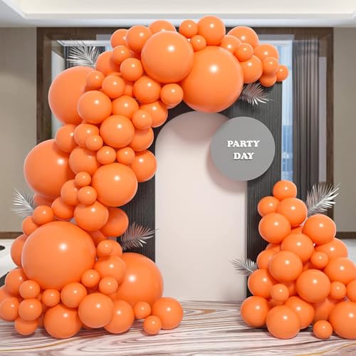 Image of Orange Balloons Arch Kit,130pcs Light Orange Balloons,18 12 10 5 Inch Pastel Orange Latex Balloons Garland for Birthday Graduation Baby Shower Halloween Christmas Wedding Party Decorations