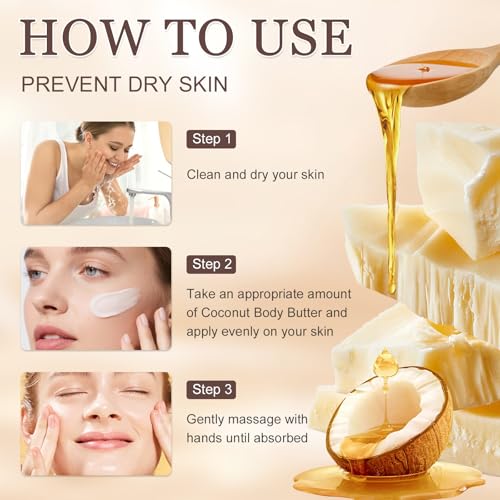 Crema Hidratante Corporal con Coconut Oil, Crema Corporal Natural Aceite de Coco Piel Seca, Manteca Corporal Coco, Hidratante y No Grasa, Body Lotion para Hombres y Mujeres, Fórmula Vegana - 200g - imagen 7