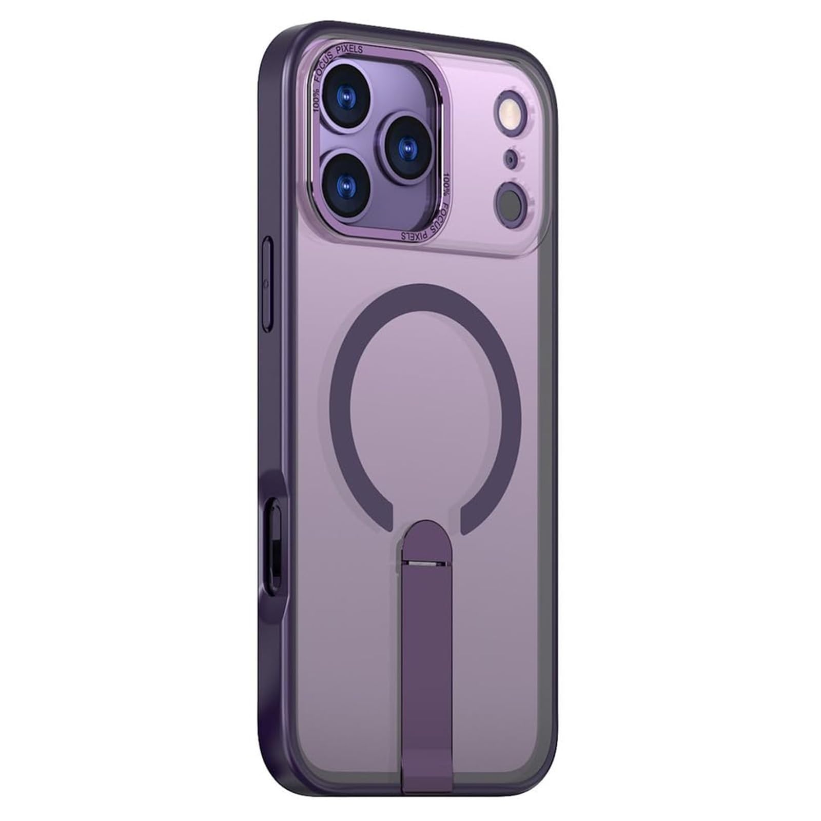 Coque rigide iPhone 17 Air transparente violette haut de gamme avec béquille