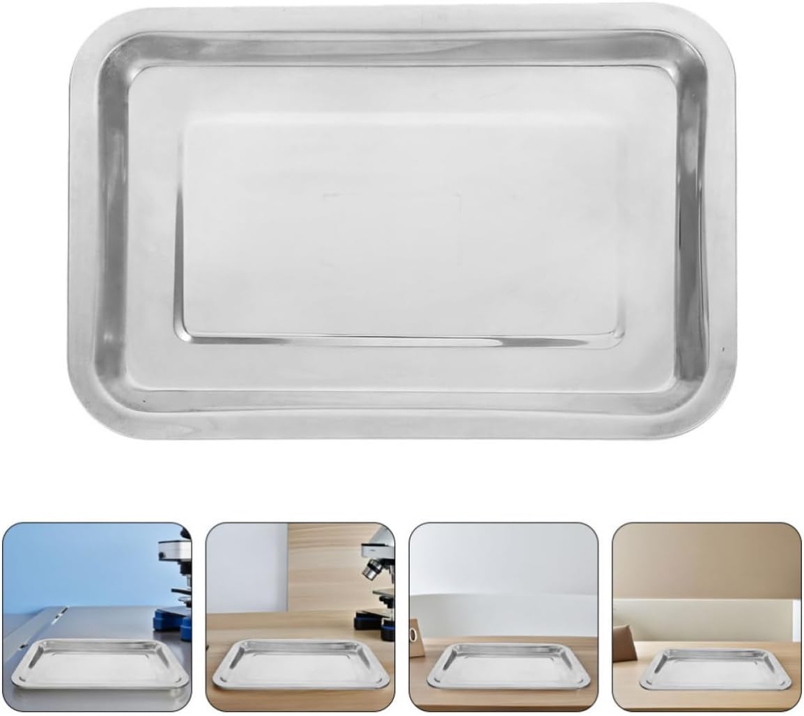 Stainless Steel Lab Instrument Tray and Tattoo Tools | Easy to Clean Acid and Alkali Resistant Silver Finish , Spill Containment
