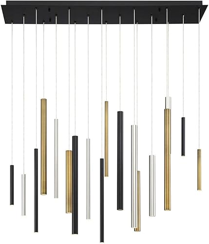 Eurofase 31446-043 Santana - Lámpara colgante LED lineal de tubos extruidos en racimo de 18 luces, 18 vatios totales, 20 pulgadas de alto x 10