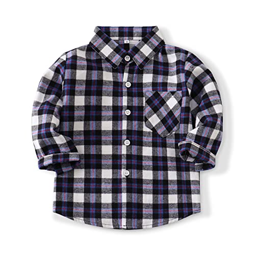 Image of OCHENTA Men's & Boys Flannel Shirts Button Down Long Sleeve Plaid Shirt Family Matching Outfits