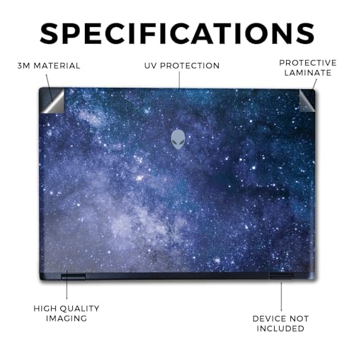 Image of Laptop Skin Compatible with Alienware M16 R2 (2024) - Blue Stars - Premium 3M Vinyl Protective Wrap Decal Cover - Easy to Apply | Crafted in The USA by MightySkins