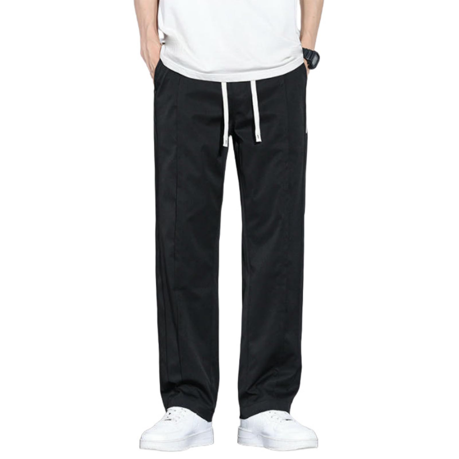 Pantaloni casual da uomo con drappeggio dritto sottile in seta di ghiaccio sottile primavera estate