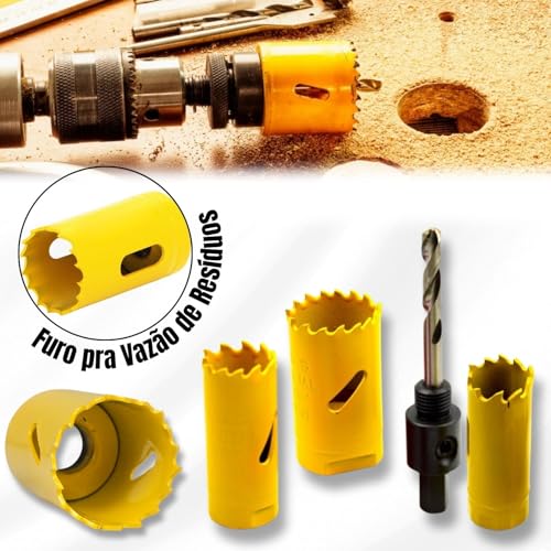 Kit Jogo Serra Copo Bimetal 19-35Mm 7Pç Furar Ferro Aço Aluminio Madeira Plastico Rápido Circular Pe