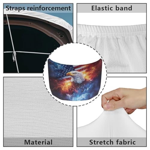Image of Eagle Car Front Hood Protective Cover Dustproof UV Fade Resistant Hood Wrap Blanket Easy to Install American Flag Patriotic Car Accessories for Auto Trucks SUV
