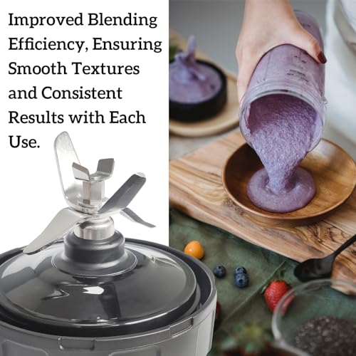 6 Fins Blender Blades Replacement for Nutri Ninja iQ 900 Watts BL480 BL480D BL450-70 BL451-70 BL454-70 BL455-70 and 1000W BL480-70 BL481-70 BL482-70 More