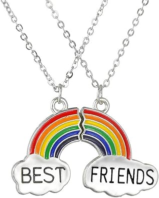Best Friend Necklaces For 2 Rainbow Puzzle Matching Half Bff Stainless Steel Rainbow Necklace For Women Pride Best Friend Pendant Jewelry Friendship Gift For Best Friend