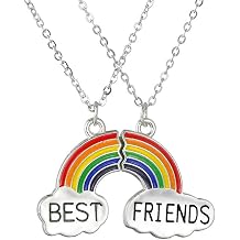 Best Friend Necklaces For 2 Rainbow Puzzle Matching Half Bff Stainless Steel Rainbow Necklace For Women Pride Best Friend Pendant Jewelry Friendship Gift For Best Friend
