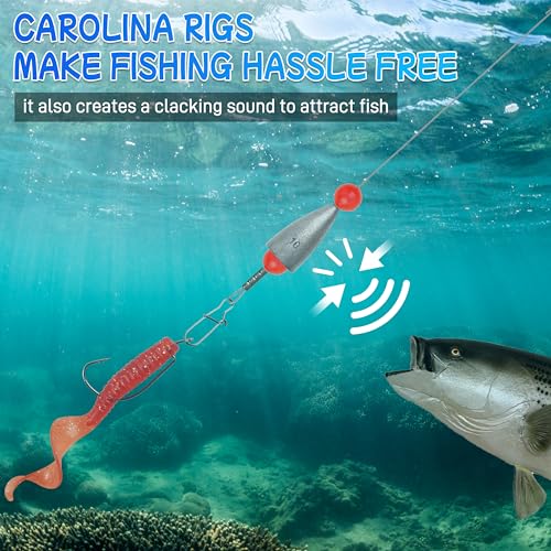 AGOOL Sliding Sinker Wire Leader Rig Cañas Bottom Fishing Catfish Rig con Plomos Deslizantes 3/4 oz Paquete de 5 Piezas miniatura 5