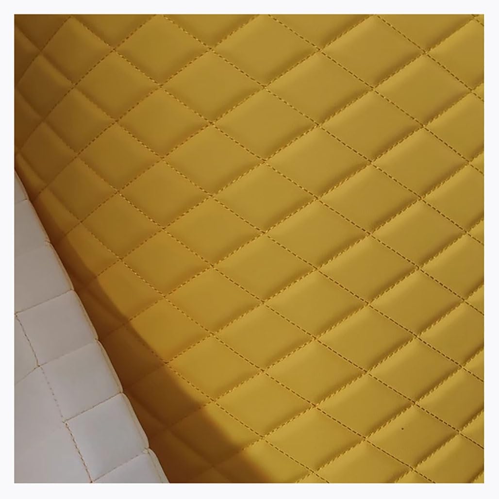 Faux Leather Fabric Quilted Leather Diamond Stitch Padded Cushion Linen Wadding Interior Vehicle Upholstery(Yellow,1.6X1m)
