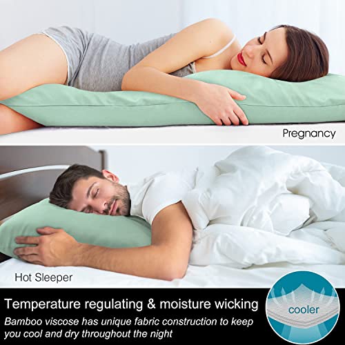 Image of BEDELITE Body Pillow Pillowcase, Rayon from Bamboo, Mint Green, 20 inchx54 inch | Cooling and Breathable Body Pillow Cover for Hot Sleepers & Night Sweats, Silky Soft Full Long Pillow Case, Envelope Closure