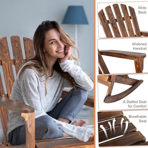 FURNDOOR 2PCS Patio Rocking Chair - Adirondack Rocker Chair Set of 2, Outdoor Wooden Rocking Chairs for Porch, Balcony, Backyard, Poolside - Thumbnail 5