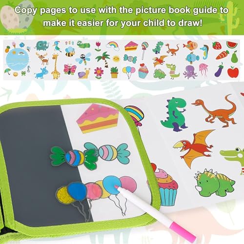 Image of AMENDAS Erasable Doodle Book Set for Kids, Reusable Magic Drawing Book with Watercolor Pens, Road Trip Car Game Writing and Painting Set for Boys and Girls