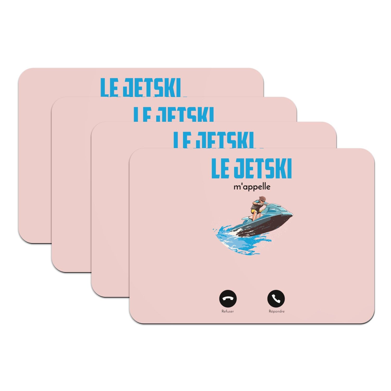 Sets de table caoutchouc rose Jetski anti glisse 4 pcs