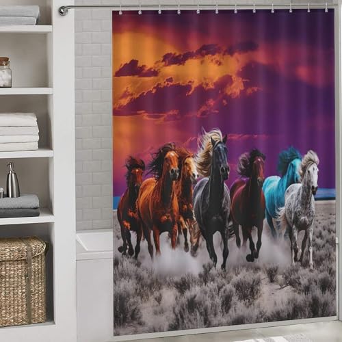Rideau de douche cheval polyester imperméable baignoire angle 168x183