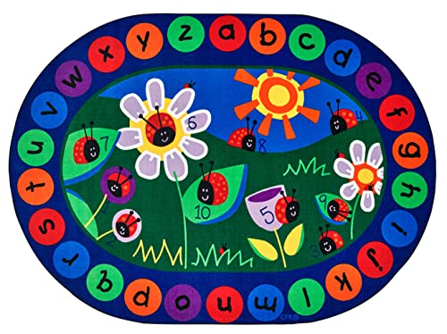 Carpets for Kids 2006 Ladybug Circletime Decorative Classroom Counting Rug 6ft 9in x 9ft 5in Oval Multi Color