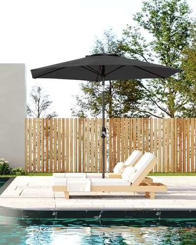 7.5FT Outdoor Patio Umbrella, Outdoor Table Umbrella, Market Umbrella With Push Button Tilt and Crank, 6 Sturdy Ribs UV Protection Waterproof for Garden, Deck, Backyard, Pool,Navy Blue