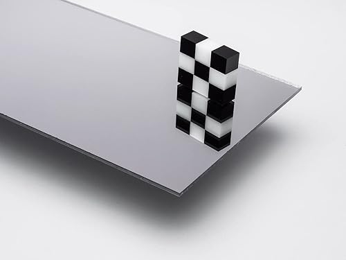 Miniatura 4 de DistinctAndUnique Hojas de plexiglás acrílico de espejo plateado de 18 pulgadas de grosor (0.118 in) de plástico con papel protector para letreros,