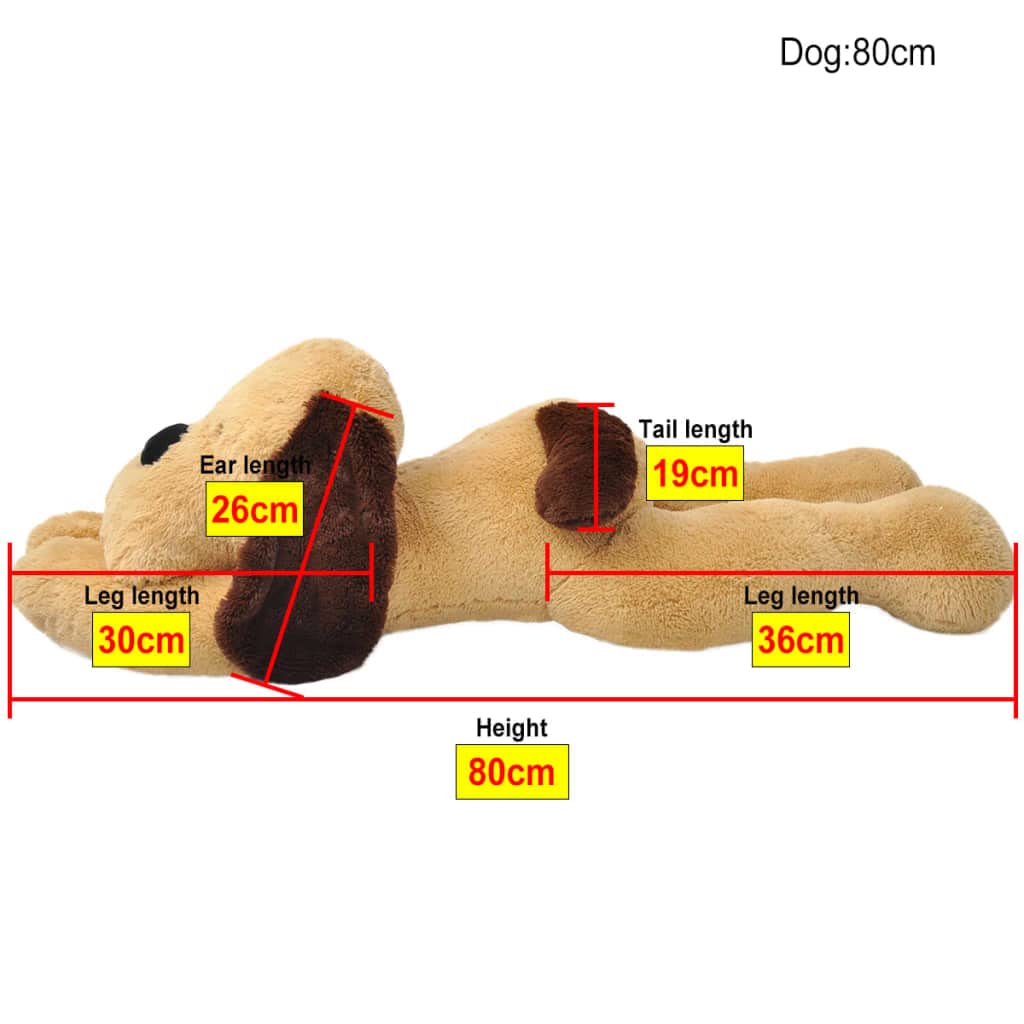 Braun Plüsch Kuscheltier Hund 80 cm XXL Plüschfigur weiches Schmusetier für Kinder ab 36 Monaten, Geschenk, Einschlafhilfe, Baby, Kleinkind, Tierbegleiter
