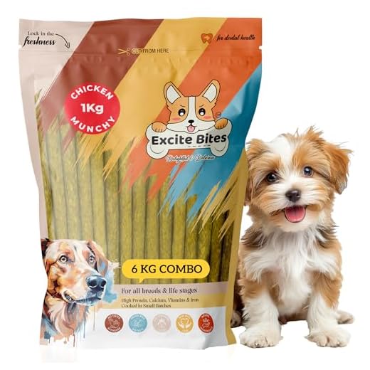EXCITE BITES Chicken Flavor Munchy Sticks for Dogs| Protein Chew Sticks for Dogs | Essentials Dog Treats for Adult & Puppies| Dental Sticks for Dogs |Long-Lasting Dog Chew Stick 1 kg (Pack of 6)