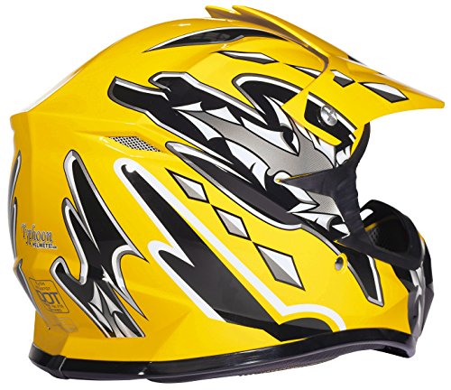 Typhoon Youth Kids Offroad Gear Combo Helmet Gloves Goggles Dot Motocross Atv Dirt Bike Mx Motorcycle Yellow, X-Large #TOP2