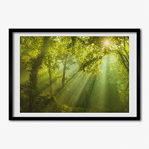 Affiche cadre en bois Tulup 70x50 cm pour tableau moderne salon et peinture de forêt