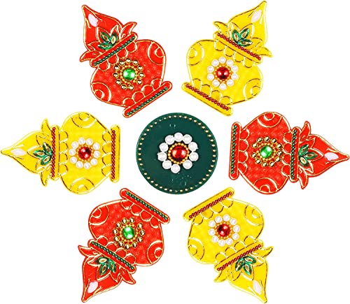 Multicolor Acrylic Diwali Kalash Rangoli | Gift For Home Diwali Floor Stickers Wall Stickers Decoration Floor Decoration/New Year Gift 7.5 X 7.5 Inch #TOP8
