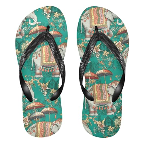 Burbuja Elephants Ornamental Flip Flops for Women Men, Soft Thong Sandals Rubber Slippers for Pool Beach Essentials