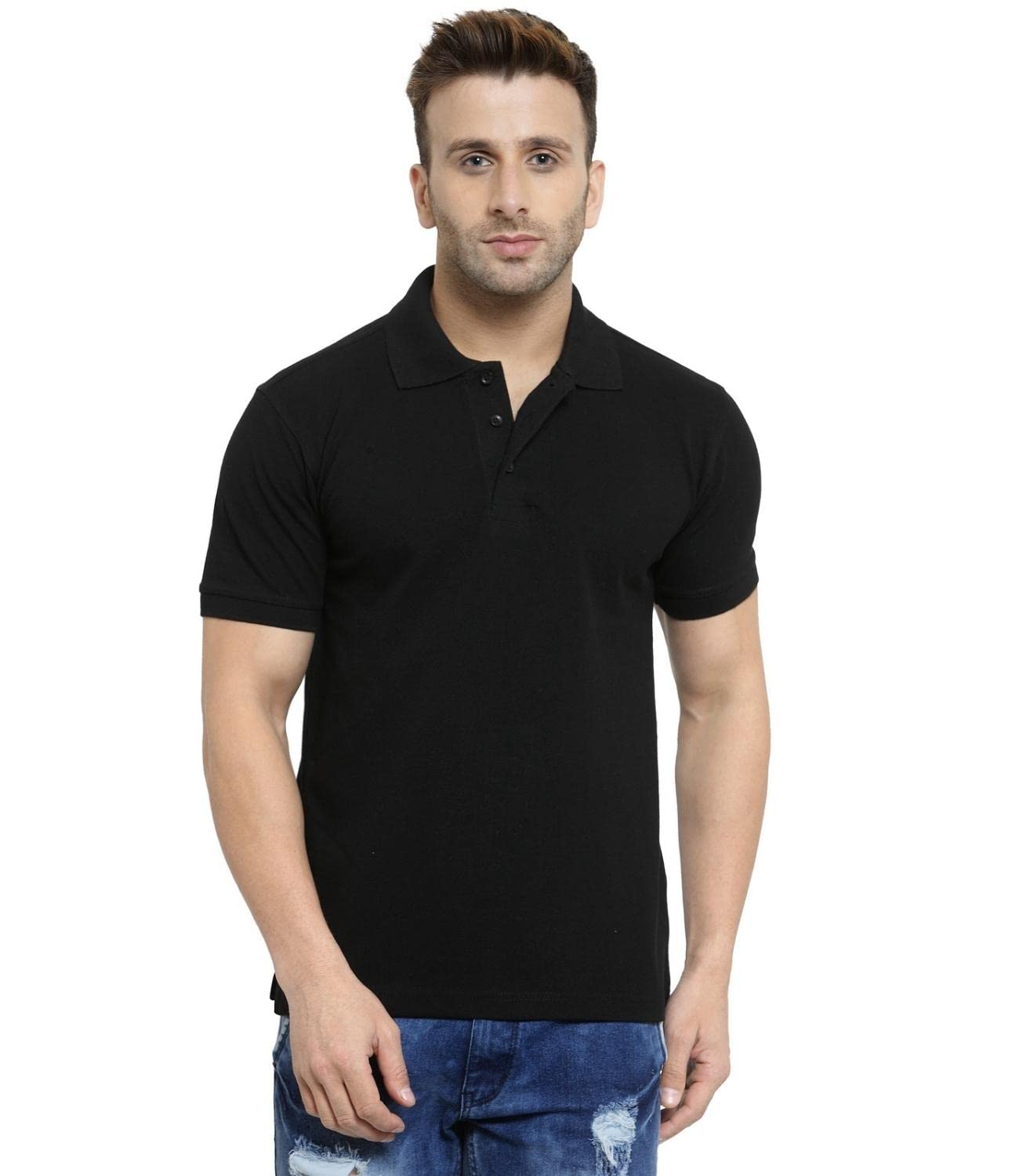 scott international Polo T-Shirts For Men - Collar Neck, Half Sleeves, Cotton, Regular Fit Stylish Branded Solid Plain Tshirt For Men- Ultra Soft, Comfortable, Lightweight Polo T-Shirt, XL, Black-picture-18