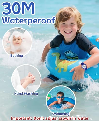 Kids Analog Watch for Boys Girls, Dinosaur Unicorn Learn to Tell Time Watch with Night Light, Waterproof, Military Time, Soft Band Watches for Ages 4-10 Great Birthday Gift4