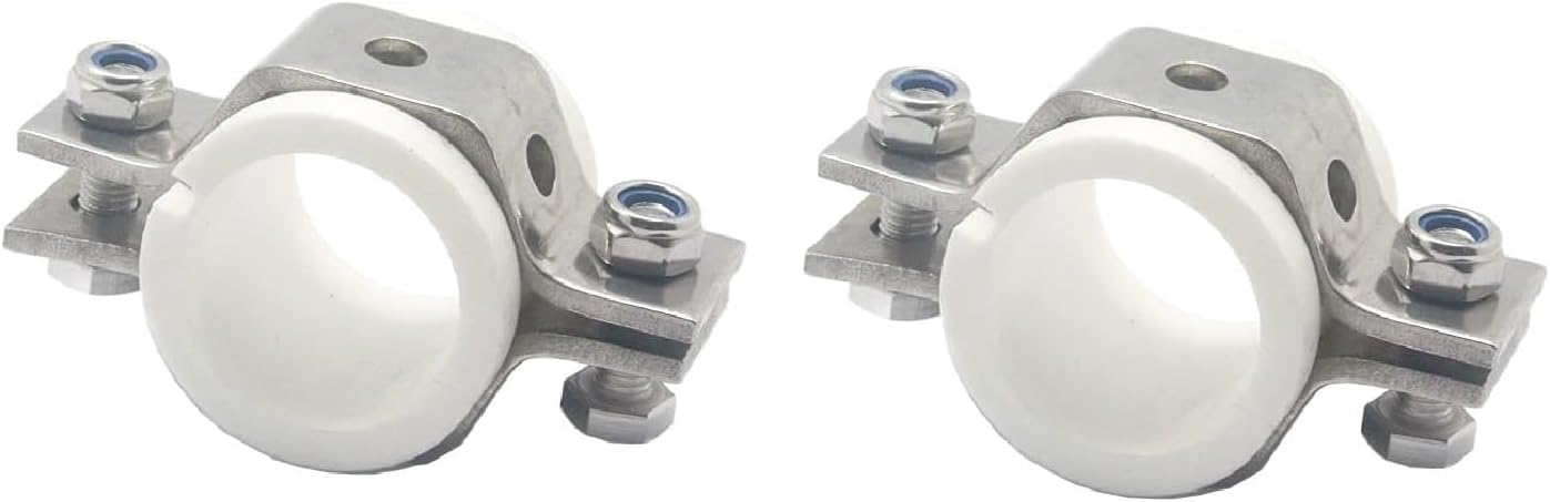 QiiMii 1.5" Hexagon Tube Hanger Stainless Steel SS304 with Cushion,Adjustable Pipe Bracket Clamp Pipe Strap,2 pack