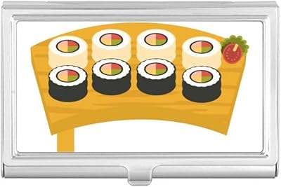 Traditional Japanese Sushi Set Business Card Holder Case Pocket Box Wallet