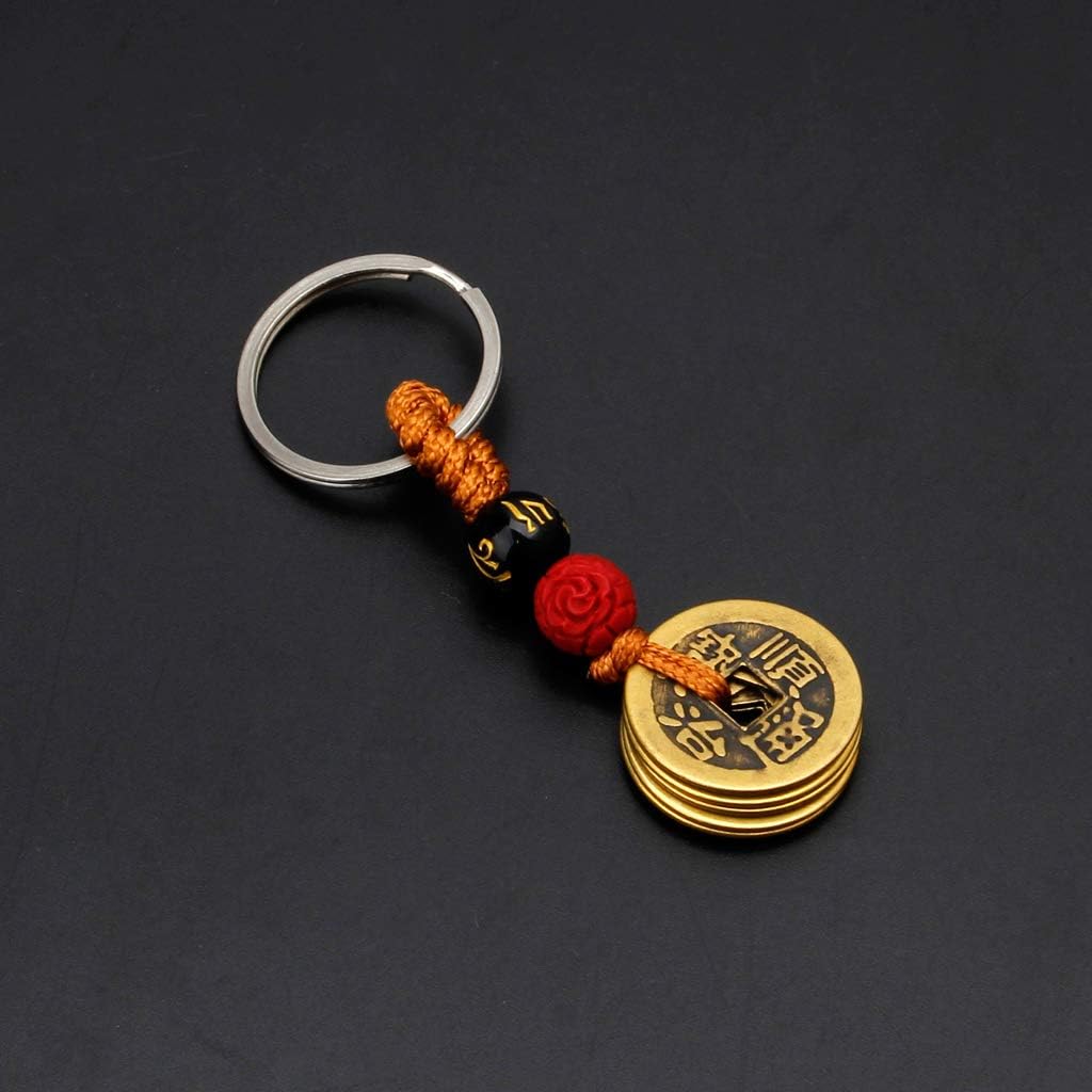 niumanery Fortune Keychain, Ancient Chinese Coins Keychain for Wealth and Success Brass, Unisex, As Picture Shows, Length 8cm/3" - Image 4