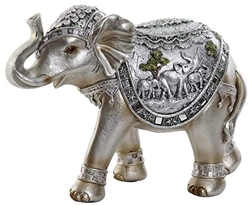 Statuette éléphant argenté 19,5 cm pour salon design chic