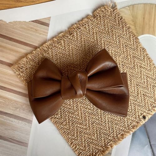 PU Leather Bow Hair Clip, Korean Style Hairpin, Hair Accessories (coffee)