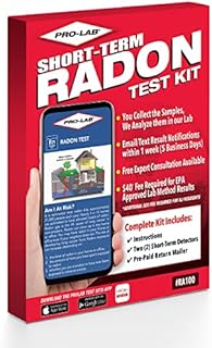 ProLab Radon Test Kit for Home - 48-96 hour Short Term Charcoal Radon Gas Test Kit. Includes Two (2) EPA Approved Detectors for Accurate Testing. $40 lab fee required. Emailed results in 5 days. (RA100)