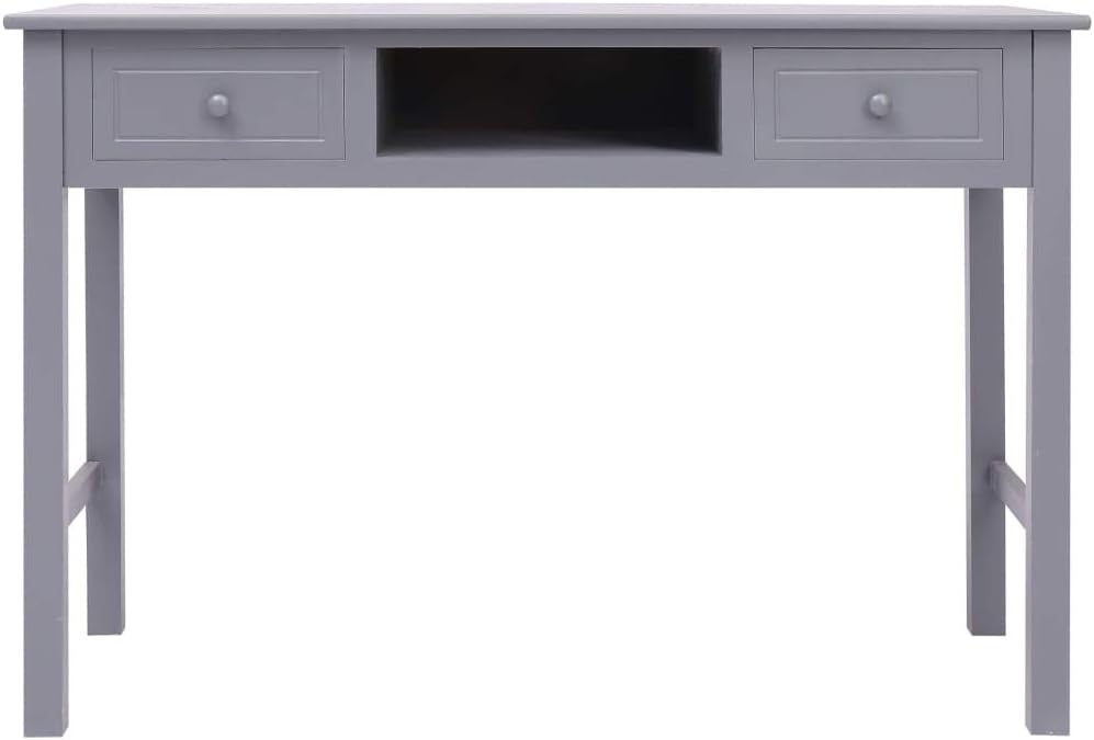 Wooden Writing Computer Desk with 2 Drawers and 1 Open Compartment, Home Office Desk Writing Study Table for Bedroom, Console Table for Living Room, Gray 43.3"x17.7"x29.9" Wood