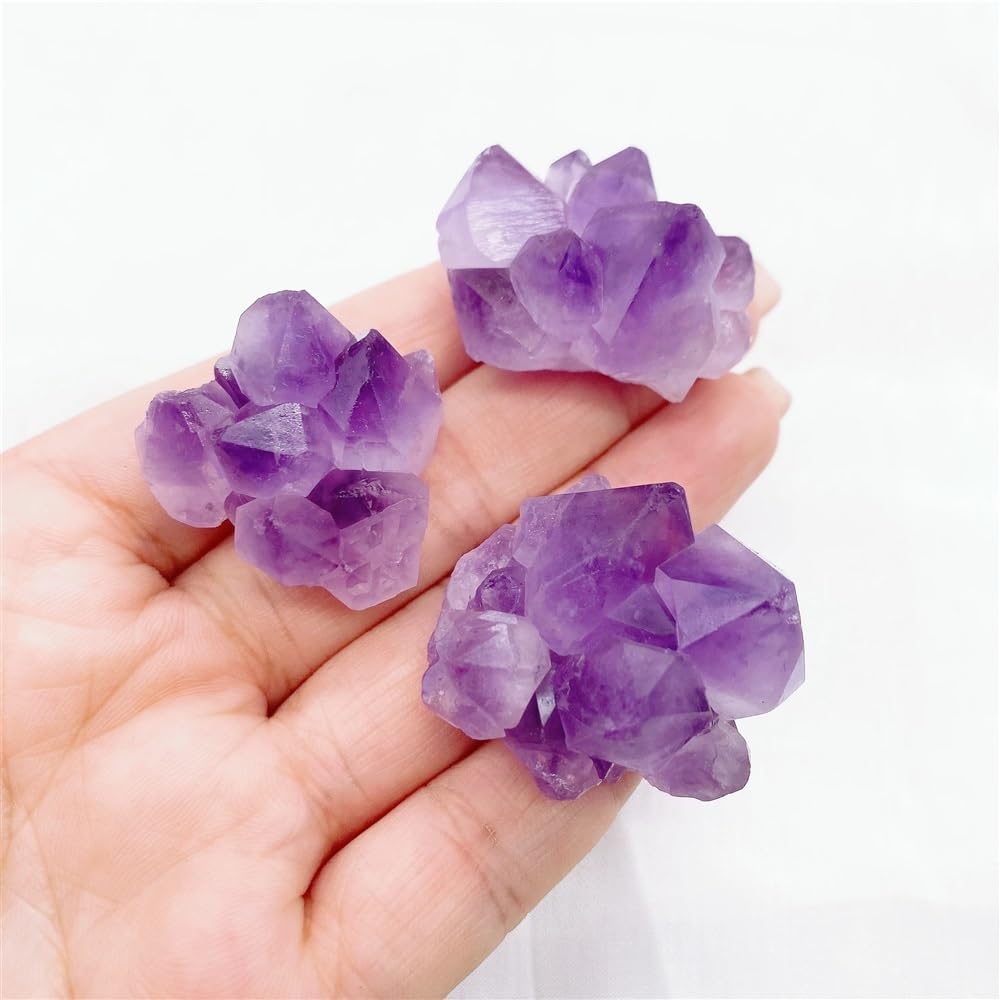 YLQUXEUV Beautiful Amethyst Cluster Flower Irregular Crystal Quartz Aquarium Gift (Size : 3PCS)