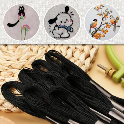 Dercuy LJ-JB4L-SZAY 10 Skeins Black Embroidery Floss thumb #5