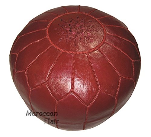 Stuffed Handmade Genuine Leather Moroccan Pouf