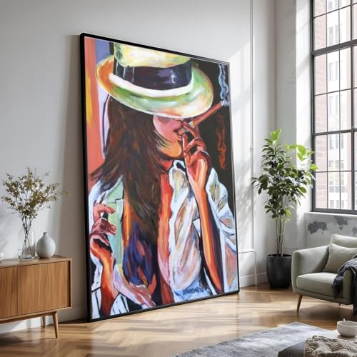 Toile femme au chapeau fedora : transformez un mur vide en portrait captivant