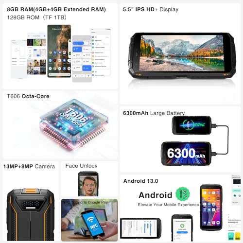 DOOGEE S41 Plus(2024) Outdoor Handy 8GB+128GB Octa Core Android 13 Outdoor Smartphone 6300mAh 13MP...