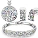 QIANSE Wonderful Life Multicolor Jewelry Set Necklace Bracelet Earrings Austrian Crystals for Women Christmas Birthday Gifts for Women Girlfriend Wife Mom Daughter Friend Anniversary Gifts for Her
