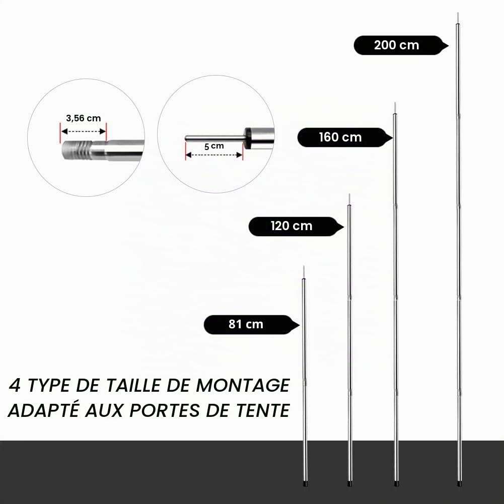 SAN LIKE Arceaux de Tente de Camping en Aluminium, Poteaux Télescopiques Réglables, Barre Tige de Tente Camping Telescopique Robuste Perche Poteaux d'auvent Accessoires d'extérieur en Acier Inoxydable